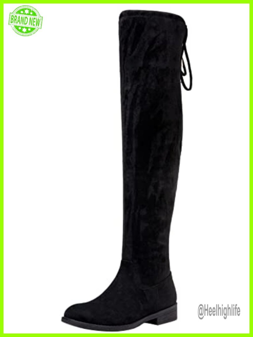 Faux Suede Over the Knee High Boots Low Flat Heel Side Zip Thigh High Boots